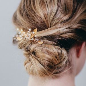 Gold Leaf Bridal Hair Combs (Pair / 2 Piece)
